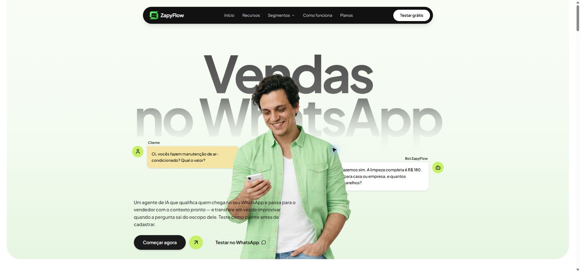 Captura real do site